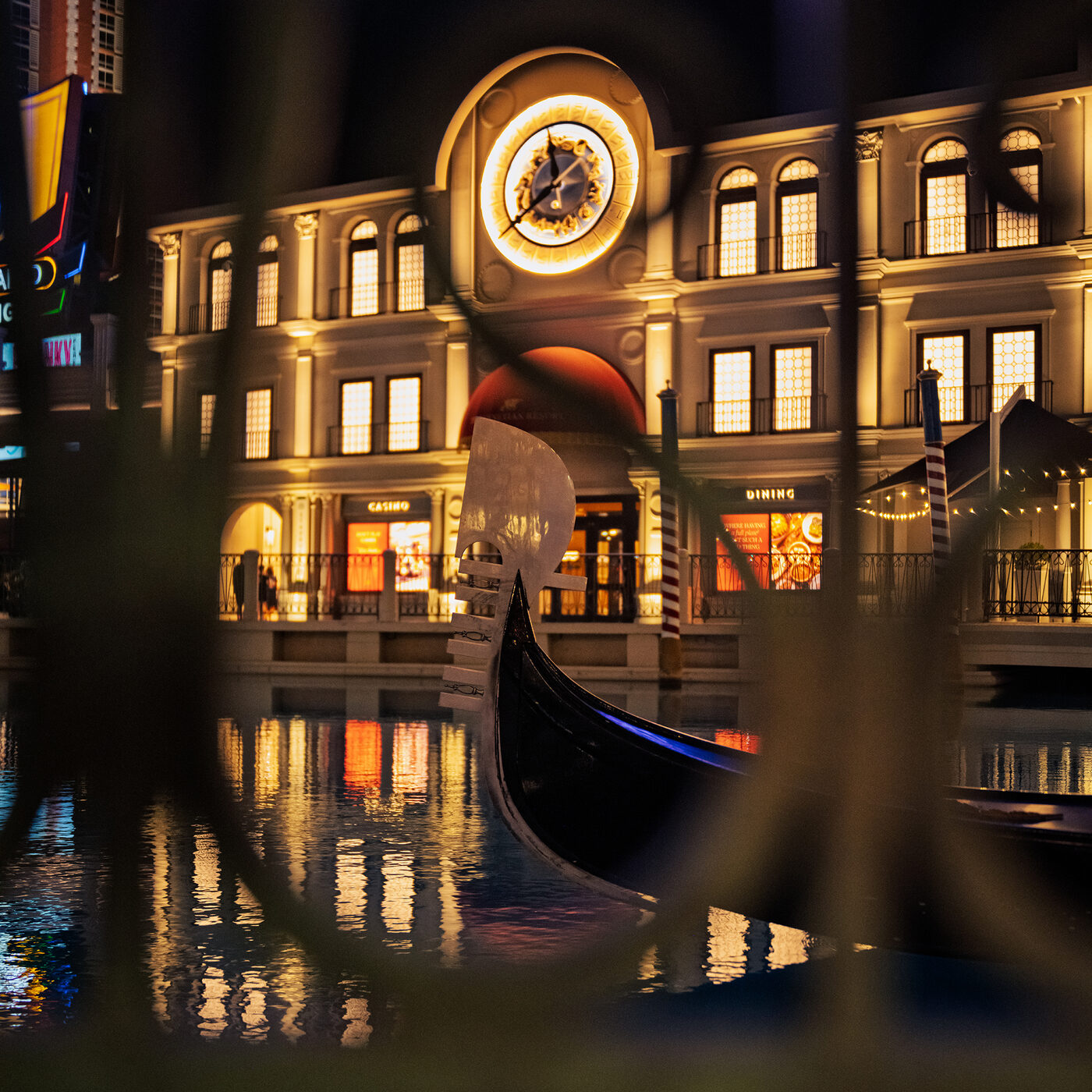 Venetian gondola and clock tower