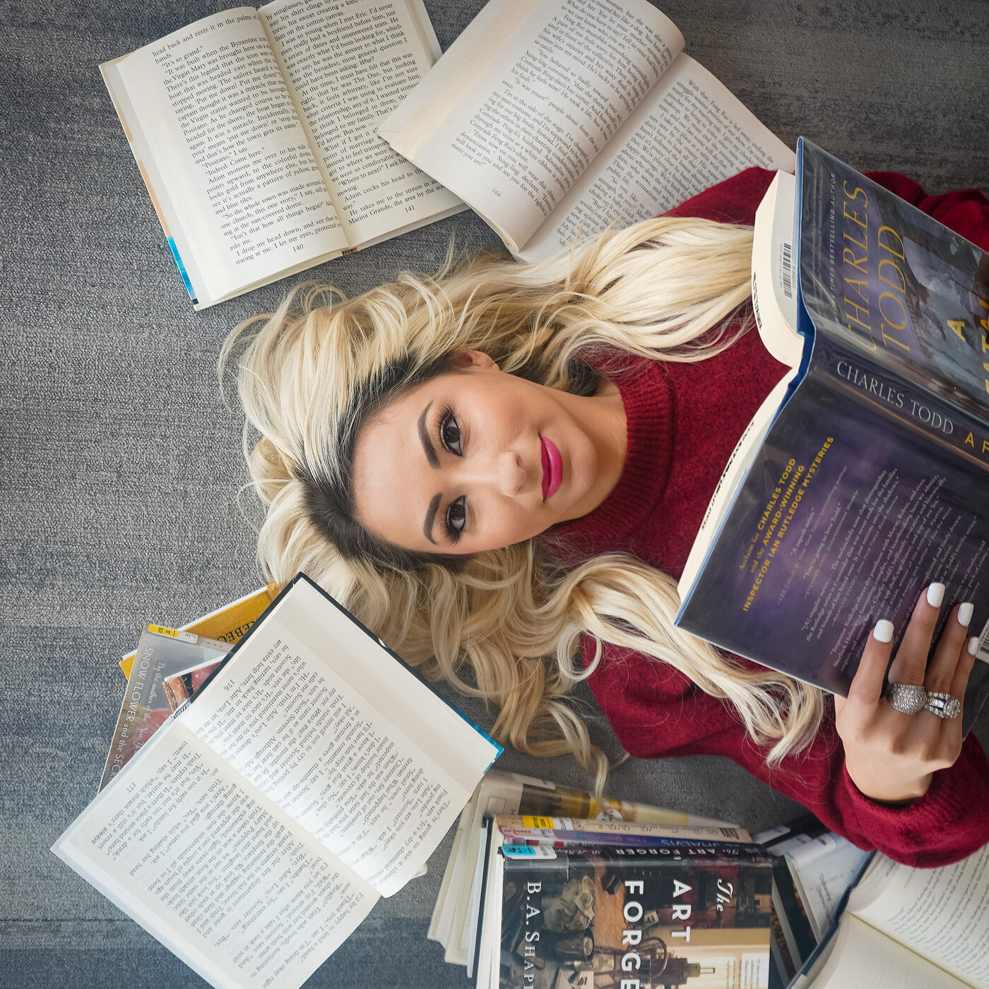 Portrait among books